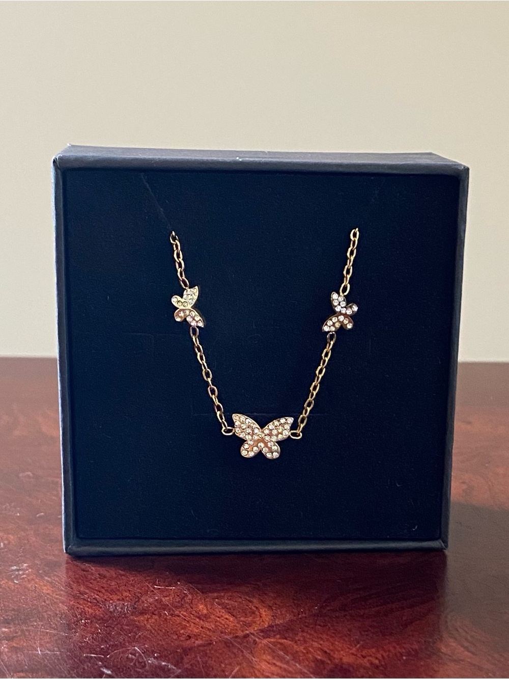 14k Gold Filled Pave Crystal Adjustable Butterfly Bracelet - New Without Tags